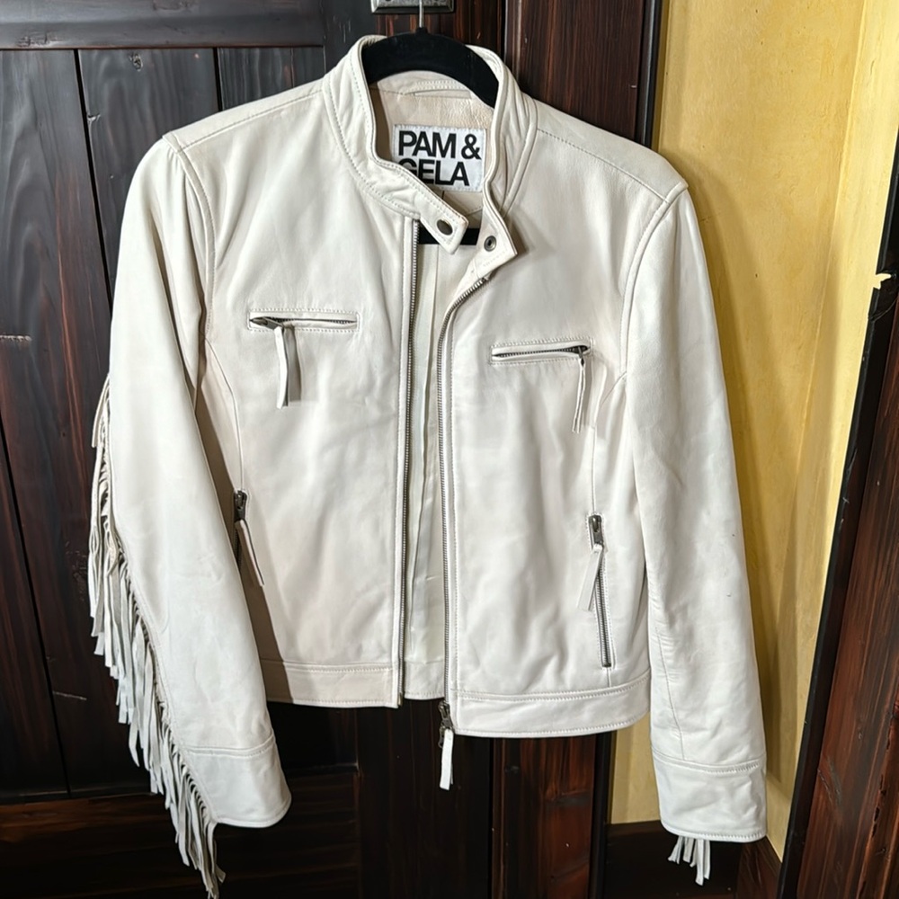 Pam & Gela leather jacket with fringe